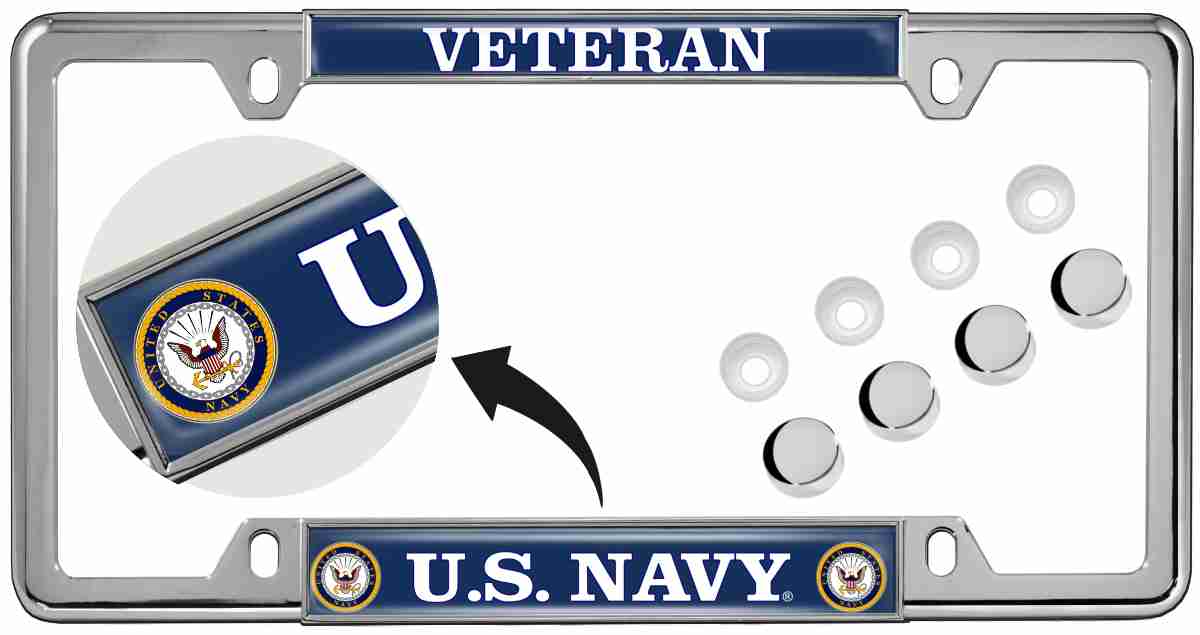 U.S. Navy Veteran - Car Metal License Plate Frame